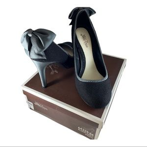 Lela Rose for Payless Finch heels silver bows sz 8